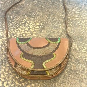 CARLOS FALCHI MULTI  SKIN BAG IN BROWNS AND BRONZE AND GREEN VINTAGE